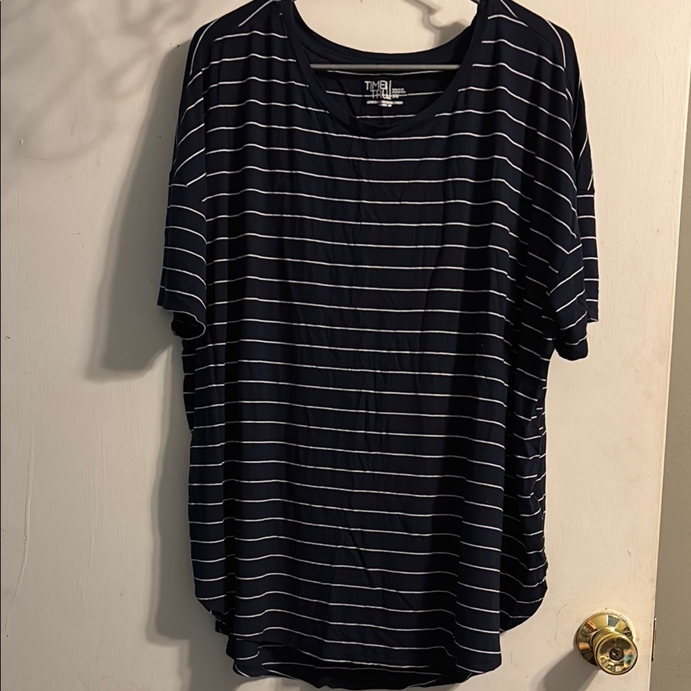 Time and Tru Dark Blue Striped Tee